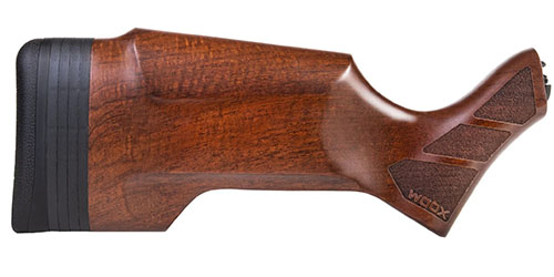 WOOX Gladiatore to ergonomiczna osada do strzelb pump-action, wykonana z wysokiej jakości orzecha amerykańskiego, z regulowaną długością i systemem tłumienia odrzutu.
